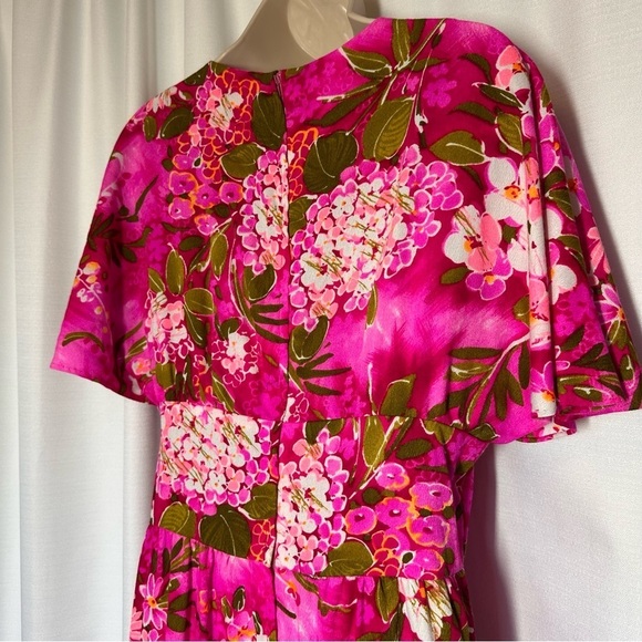 New Women's Dress S Pink Floral Maxi Boho Garden Party Barbie Handmade Vacation - Picture 6 of 11